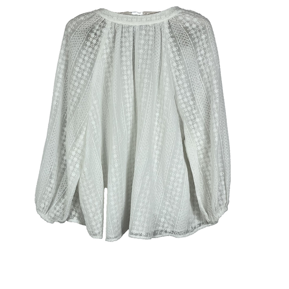 Supply & Demand Womens Size L White Eyelet Lace Long Sleeve Blouse Top Oversized - Picture 3 of 14